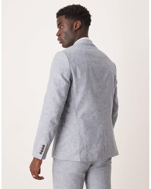 SELECTED Gray Malik Linen Blazer for men