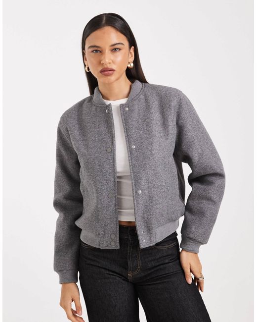 Bomber oversize en feutre - chiné Vero Moda en coloris Gray