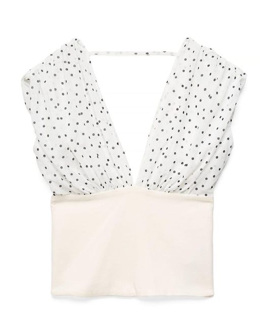 NA-KD White V Neck Top