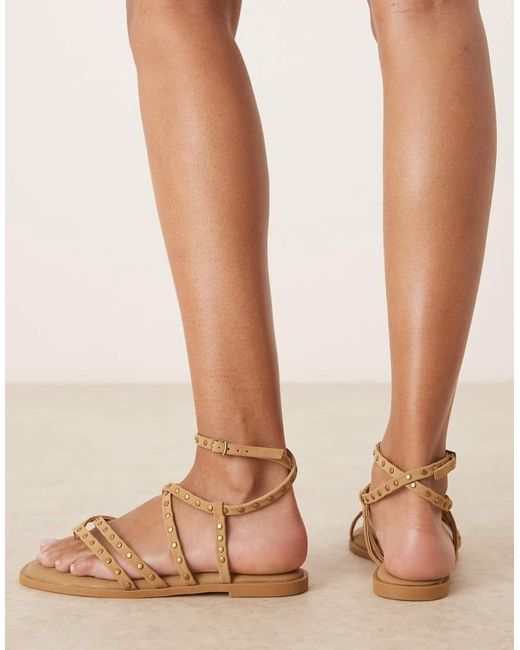 Asos Design Wide Fit White Fierce Strappy Studded Sandal