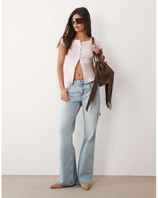 Free People Multicolor Most Wanted Ribbed Button Down Top