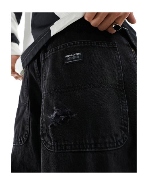 Pull&Bear Skater Cargo Pants With Rips in Black for Men | Lyst