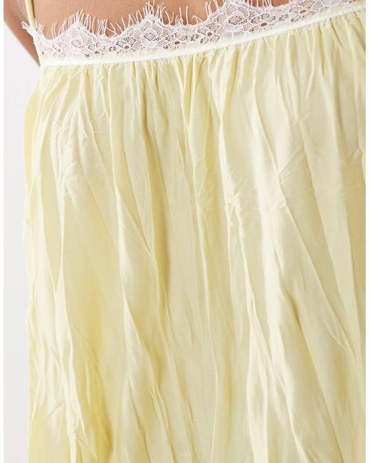 ASOS Blue Crinkle Floaty Cami With Lace Trim