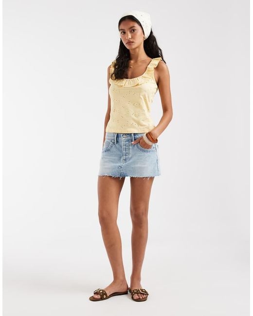 Free People Blue Lainey Low Rise Denim Mini Skirt