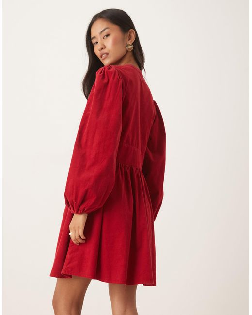 Starlight - robe courte en velours côtelé à manches longues Nobody's Child en coloris Red