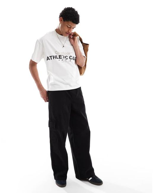 Jack & Jones White Boxy Crop T-Shirt With Front Print for men