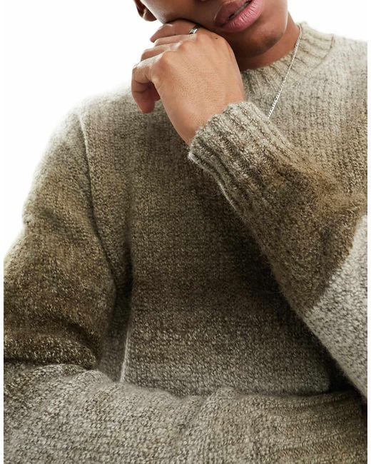 SELECTED – oversize-strickpullover mit farbverlauf in Natural für Herren