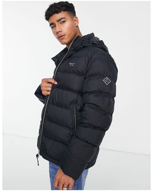 GANT Active Cloud Logo Hooded Puffer Jacket in Blue for Men | Lyst Canada