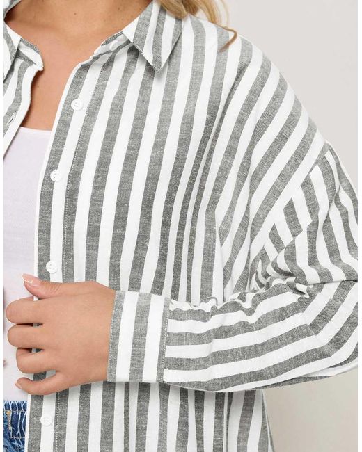 Yours Clothing Blue Stripe Linen Shirt