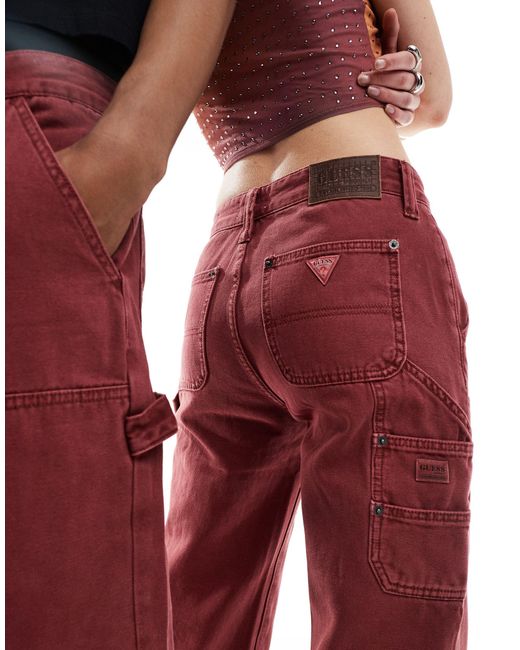 Guess Red Unisex Canvas Carpenter Jeans