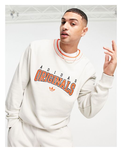 adidas Originals Cotton 'retro Revival' Logo Graphics Sweatshirt in White for Men - Lyst