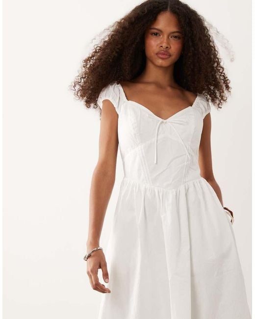 Abercrombie & Fitch Natural Sweetheart Neckline Dipped Waist Midi Dress