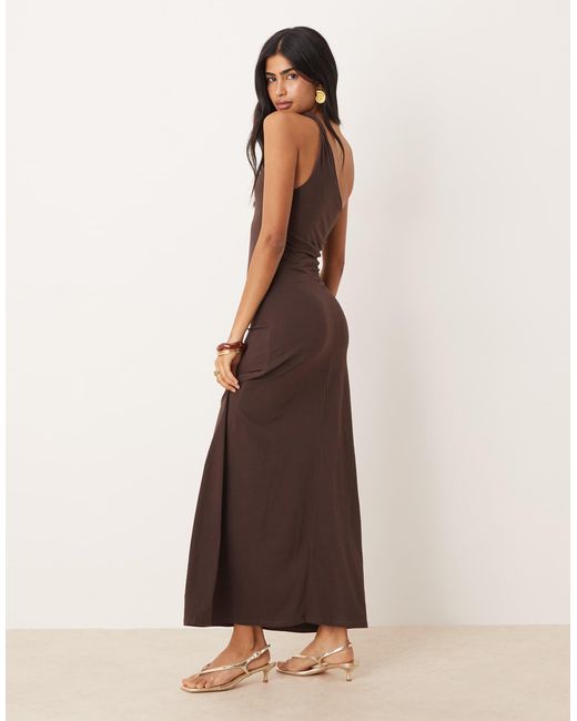 Mango Natural One Shouder Twisted Strap Detail Maxi Dress