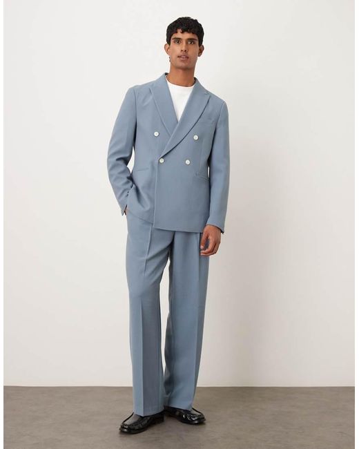 ASOS Double Breasted Colbert Met Textuur in het Blue voor heren