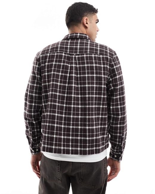 ASOS Brown Boxy Shirt With Window Pane Check for men