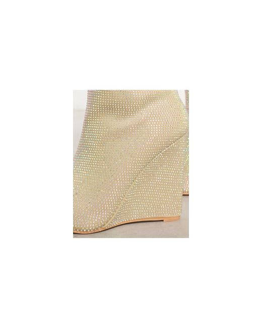 Public Desire White – cassiopa – verzierte, kniehohe stiefel mit strassbesatz