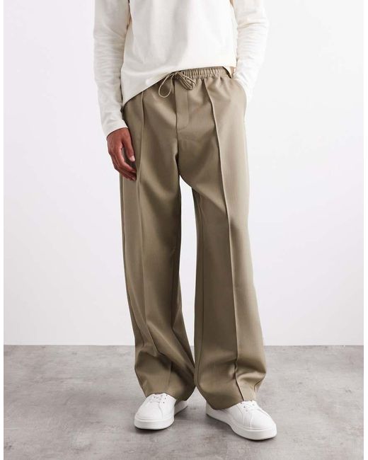 ASOS White Smart Co-Ord Pull On Wide Leg Trousers for men