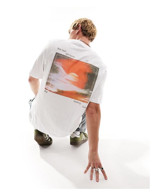 Collusion White Printed Photographic T-shirt for men