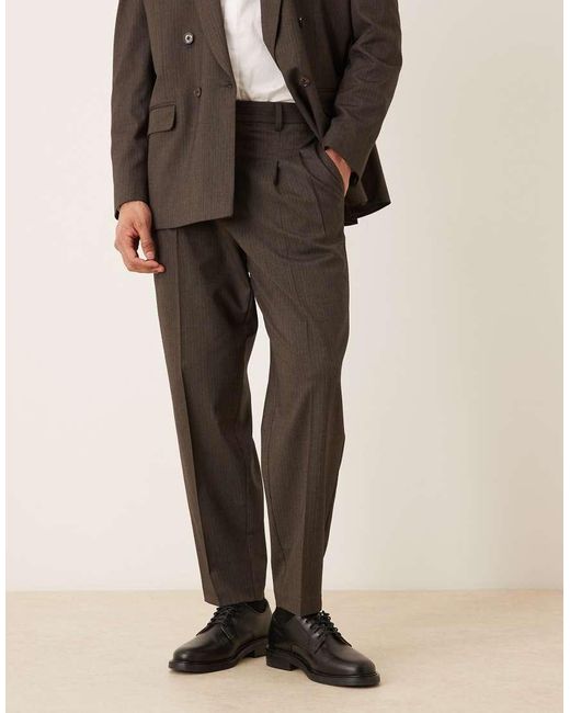 ASOS Natural Oversized Tapered Suit Pants for men