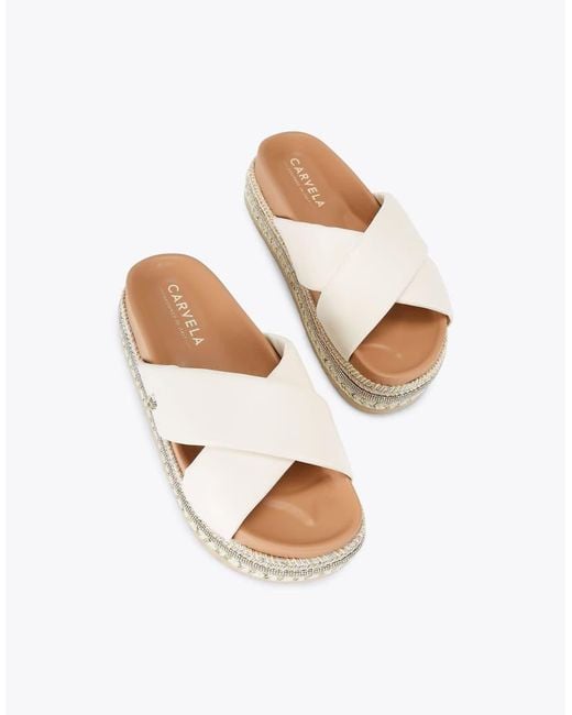 Carvela Kurt Geiger Natural Fascino Flatform Flat Sandals