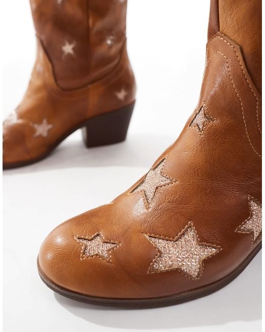 Glamorous Brown Star Western Boots
