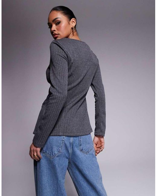 Top A Maniche Lunghe di River Island in Gray