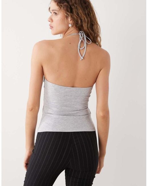 Weekday White Scoop Halter Neck Vest Top