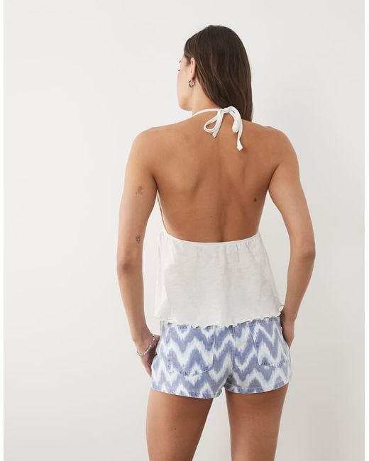 Mango White Teen Halterneck Babydoll Top