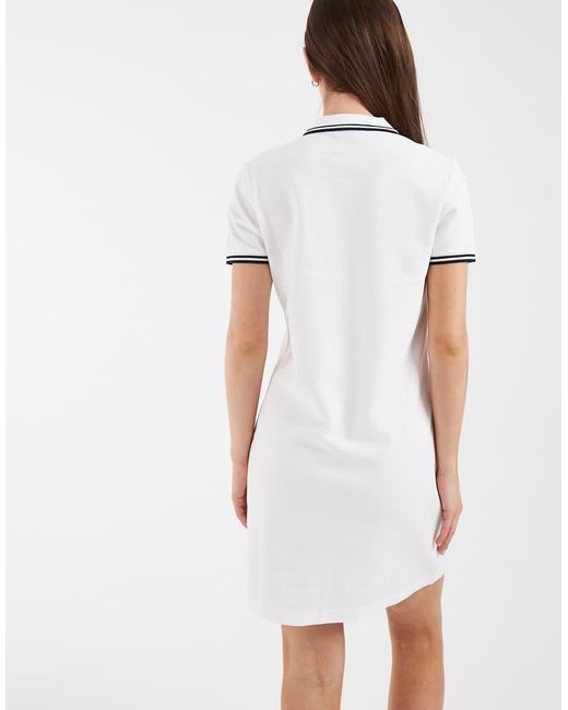 Fred Perry White Twin Tipped Logo Polo Shirt Mini Dress