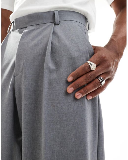 ASOS Gray Smart Pleat Front Loose Leg Suit Trouser for men