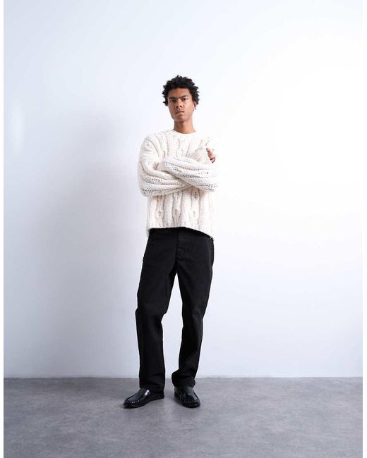 Topman White Straight Fit Canvas Trouser for men