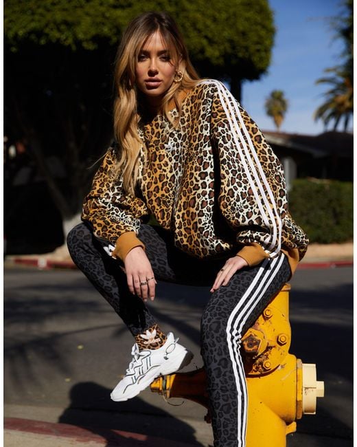 Leopard luxe - felpa oversize di Adidas Originals in Brown