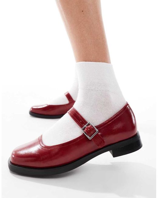 Merceditas Rojas Con Suela Gruesa Adeline De -Rojo London Rebel de color White