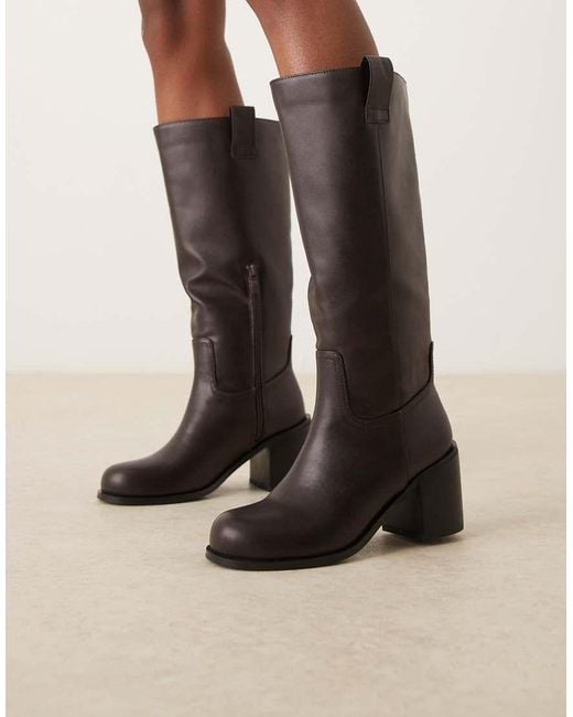 Glamorous Black Block Heel Knee Boots