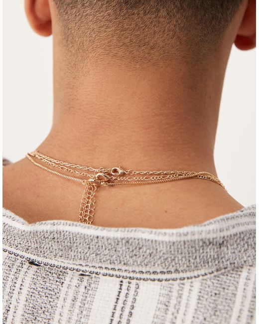ASOS Metallic Festival Semi-precious 3 Pack Pendant Necklace for men