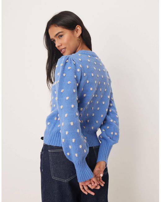 Pull tricoté décontracté à pois texturés Jdy en coloris Blue