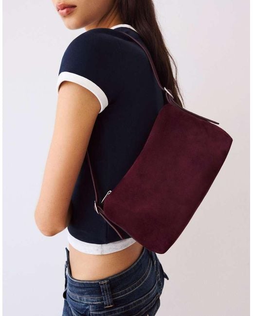 Bershka Blue Faux Suede Mini Bag
