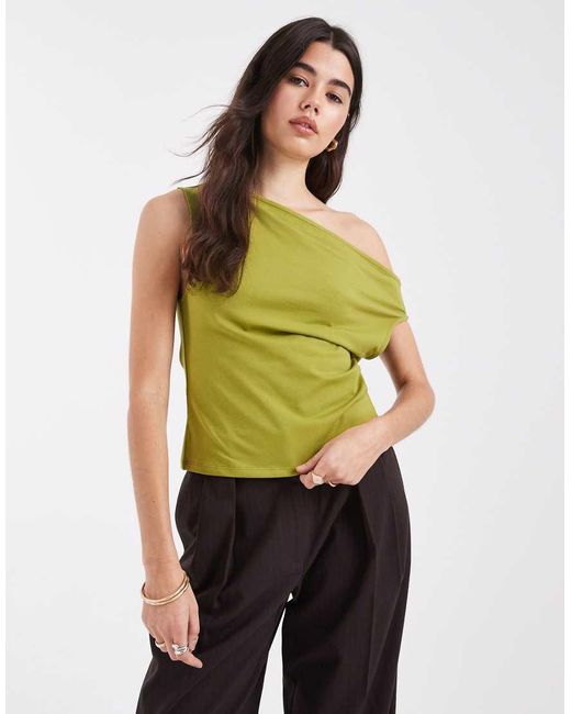 ASOS Green Cotton Off Shoulder Top