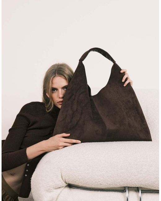 ASOS Blue Faux Suede Scoop Tote Bag