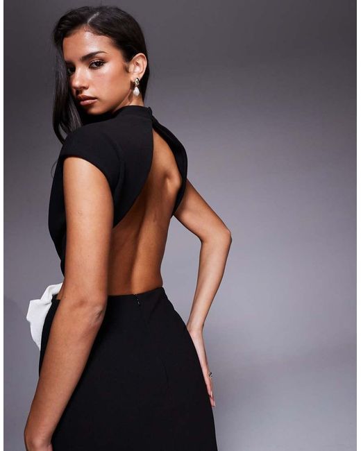 ASOS Black Cut Out Maxi Dress With Contrast Bow