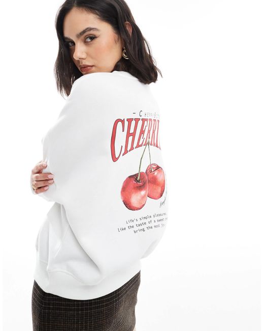 ONLY White Cherries Back Print Sweatshirt