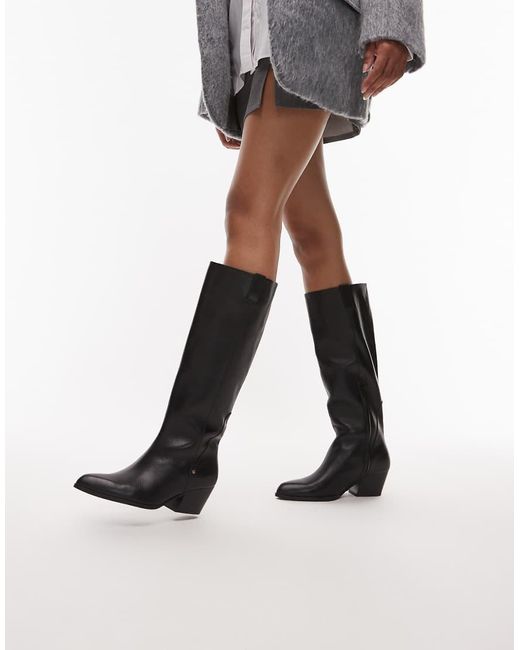 Bronx Black Refined Western Knee Boot