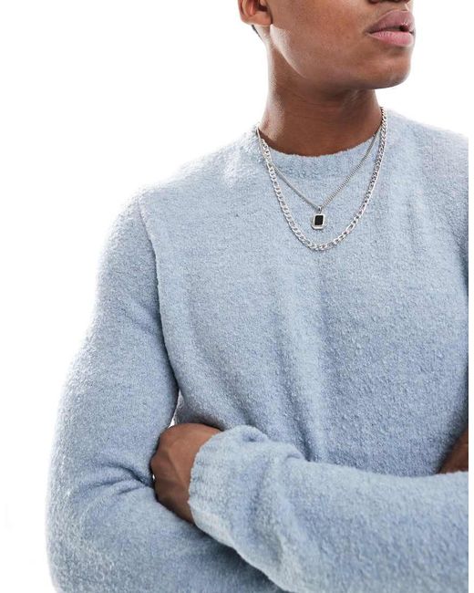 New Look Blue Boucle Jumper for men