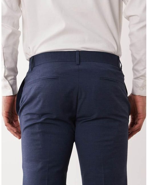 ASOS Blue Skinny Suit Trousers With Washable Wool for men