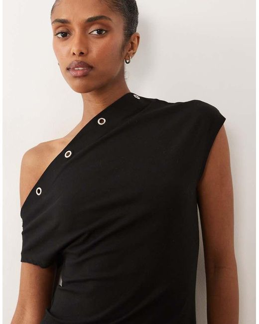 ASOS Black Eyelet Detail Off The Shoulder Mini Dress