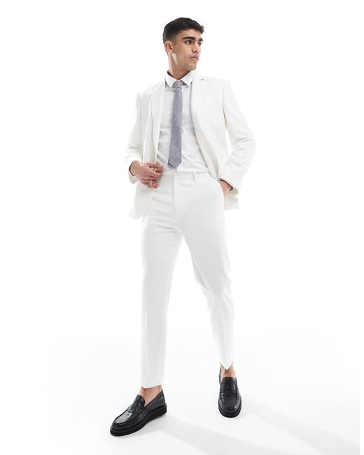 ASOS – schmal zulaufende anzughose aus strukturiertem stoff in White für Herren