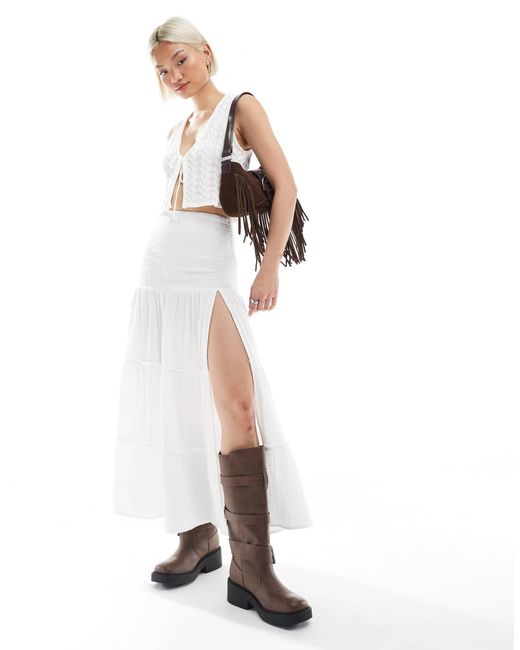 Bershka White – gestufter maxirock