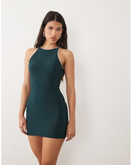 ASOS Blue Racer Mini Dress With Trim Detail