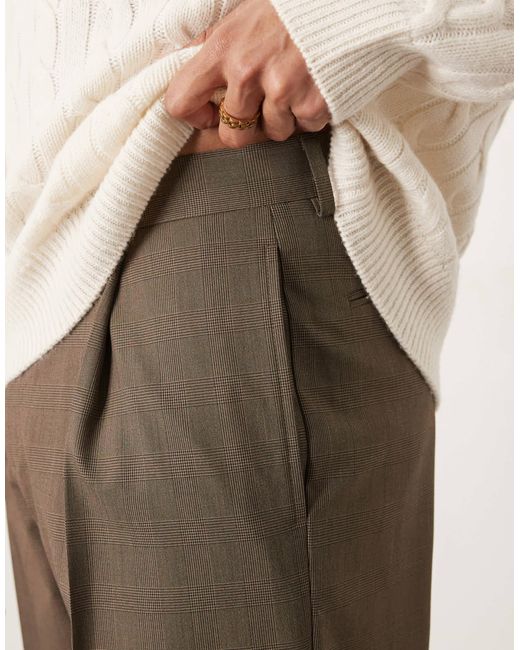 Pantalon ample et élégant à carreaux avec pinces à l'avant ASOS pour homme en coloris Natural