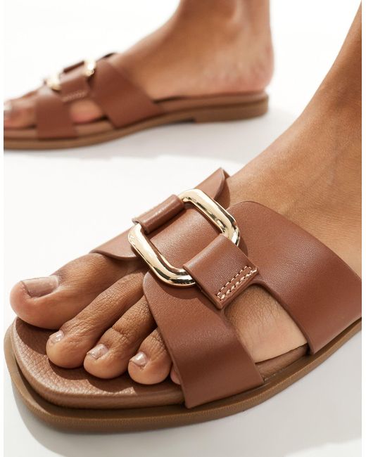 New Look Brown – flache sandalen